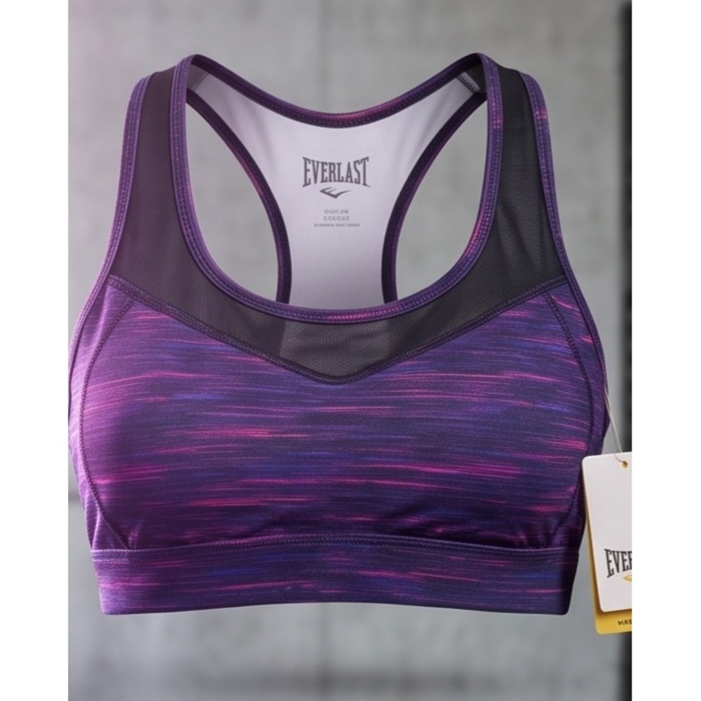 Everlast Sport Womens XL Purple Space Dye Mesh Racerback Sports Bra NWT